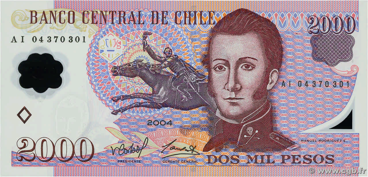 2000 Pesos CILE  2004 P.160a FDC