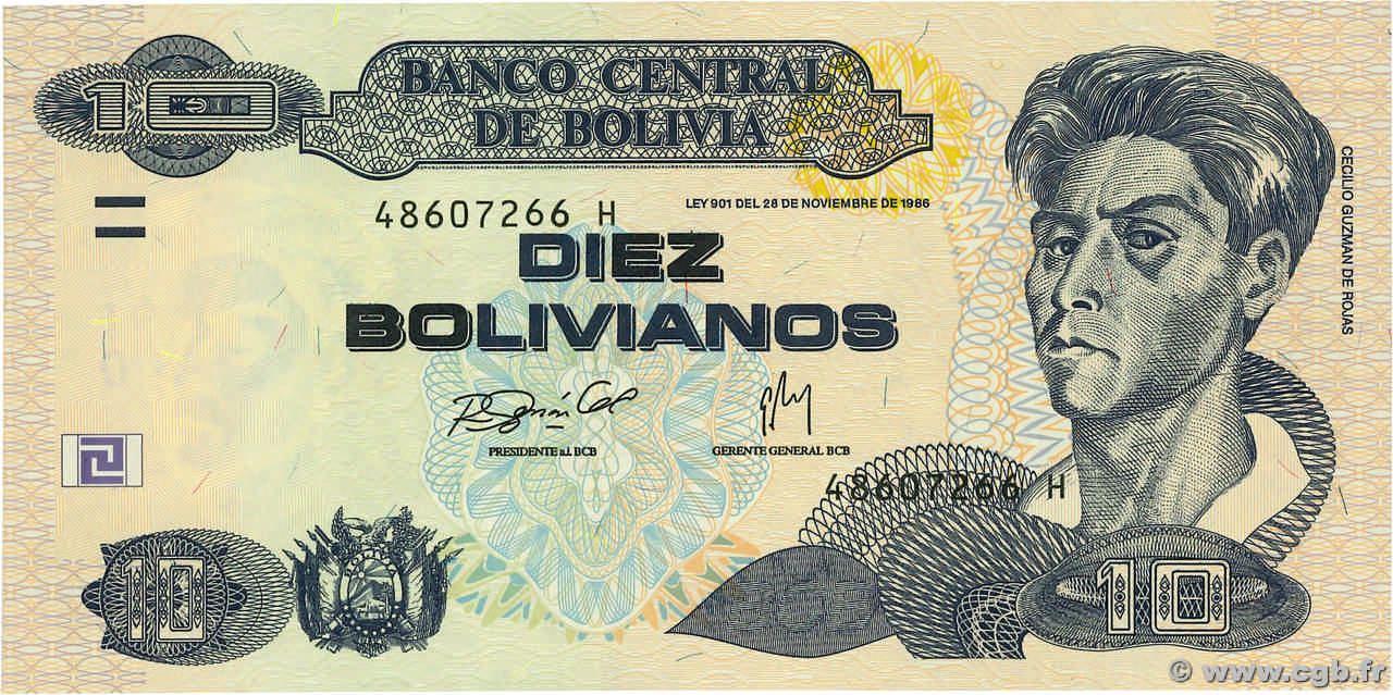 10 Bolivianos BOLIVIA  2007 P.233 FDC