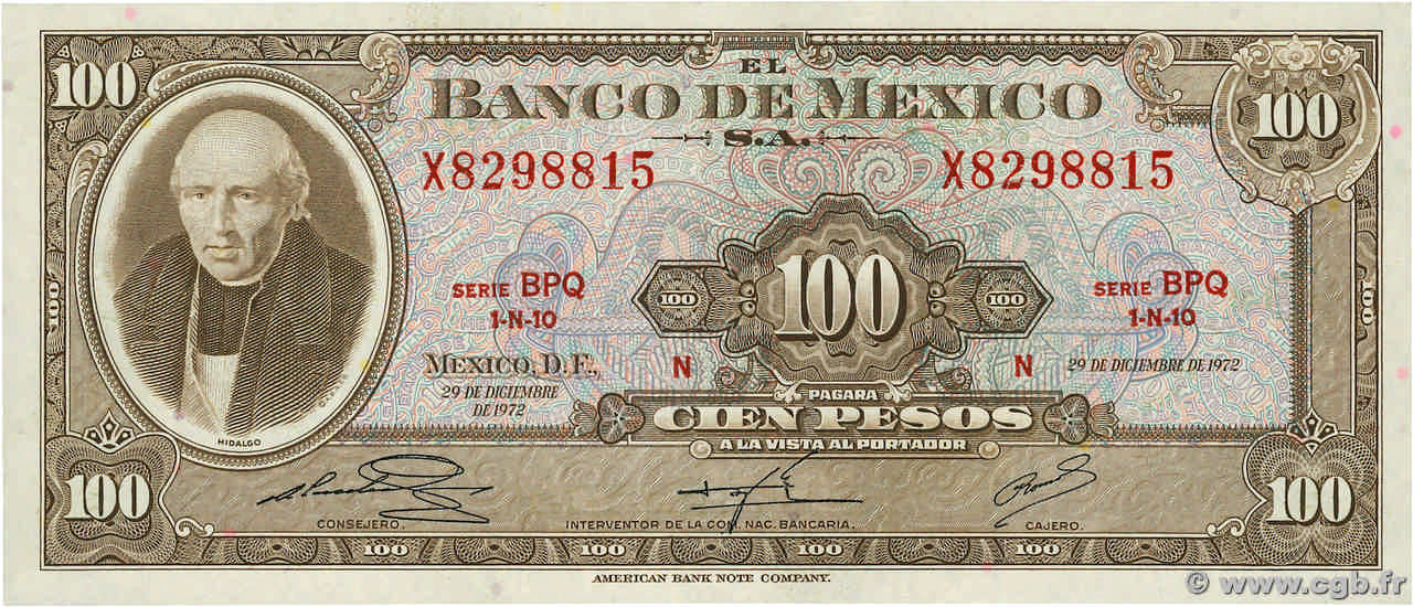 100 Pesos MEXIQUE  1972 P.061h NEUF
