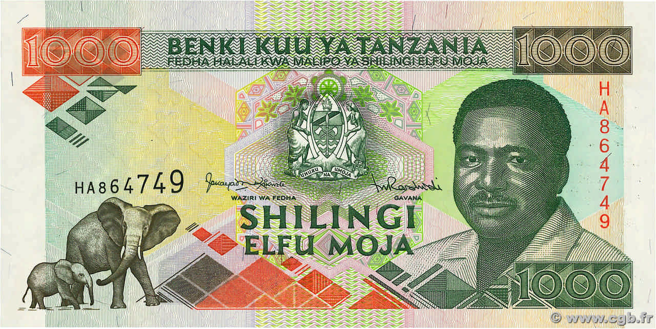 1000 Shilingi TANZANIE  1993 P.27c NEUF