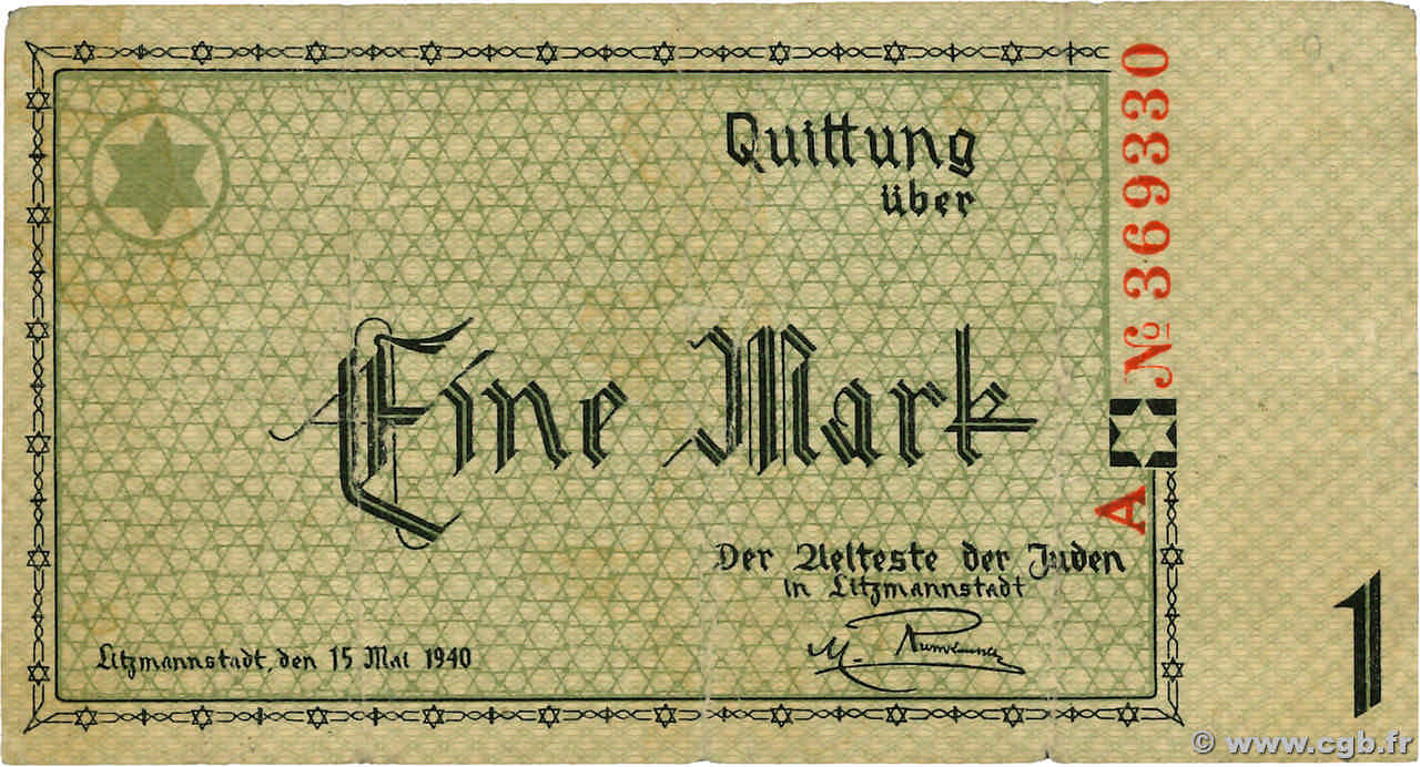 1 Mark POLOGNE Litzmannstadt - Lodz 1940  TB