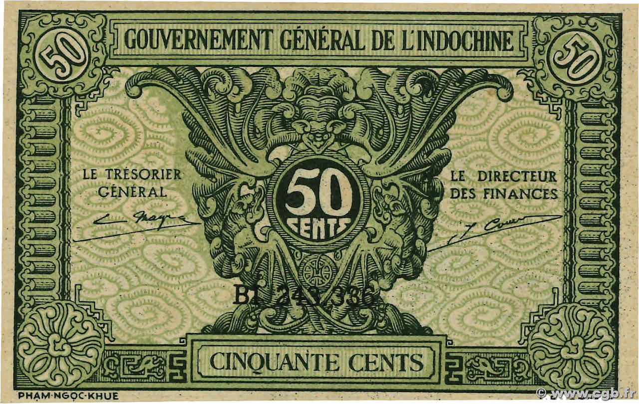 50 Cents INDOCHINE FRANÇAISE  1942 P.091a NEUF