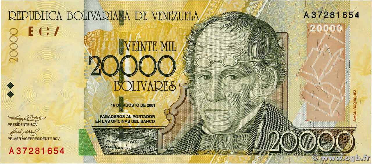 20000 Bolivares VENEZUELA  2001 P.086a NEUF