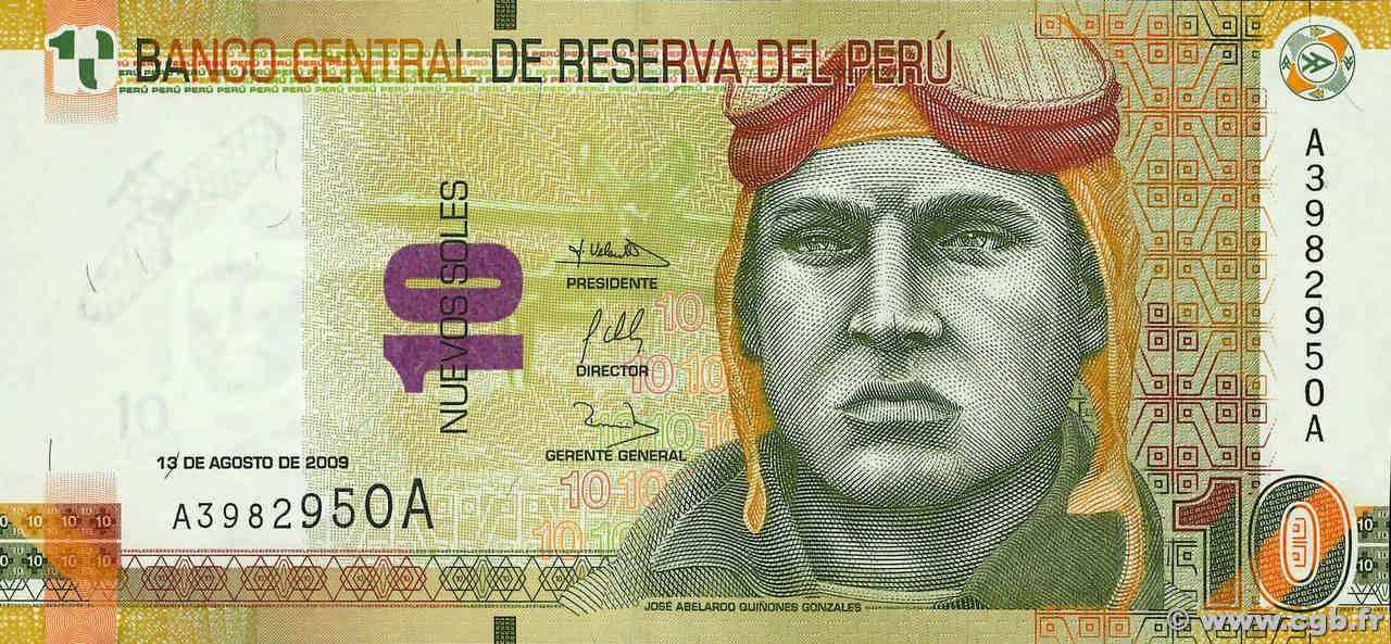 10 Nuevos Soles PERU  2009 P.182 FDC