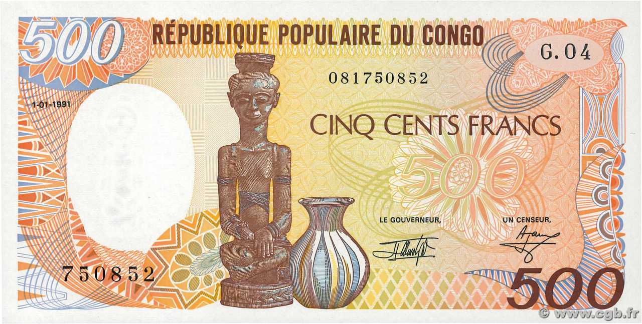 500 Francs CONGO  1991 P.08d UNC