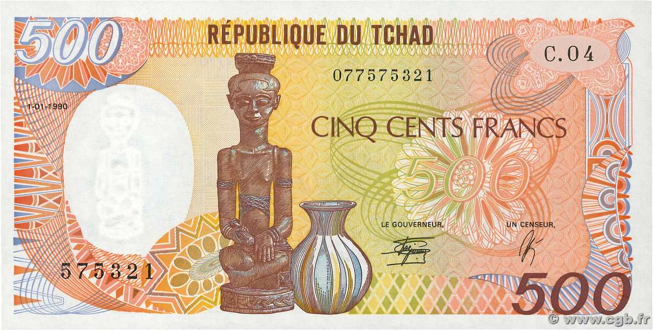 500 Francs CHAD  1990 P.09c UNC