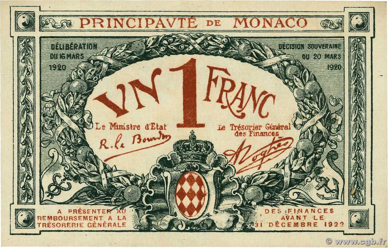 1 Franc MONACO  1920 P.05 q.FDC