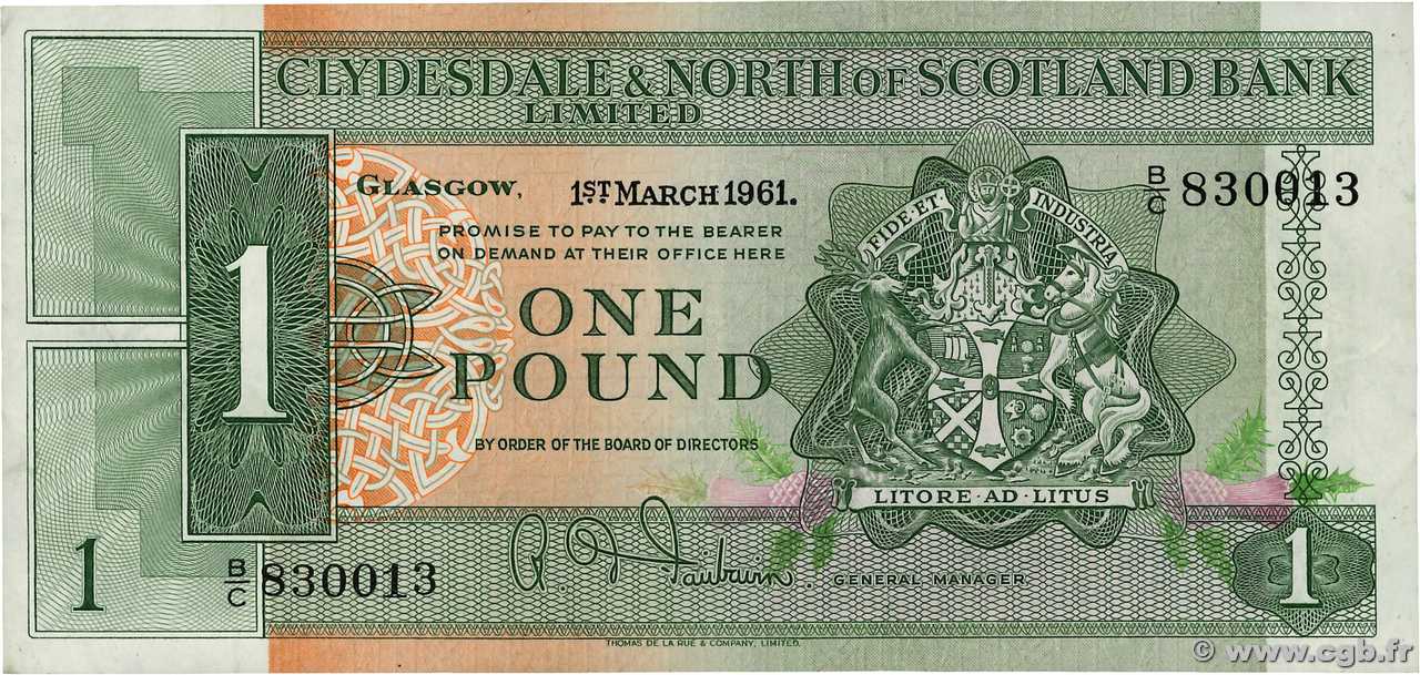 1 Pound SCOTLAND  1961 P.195a fVZ