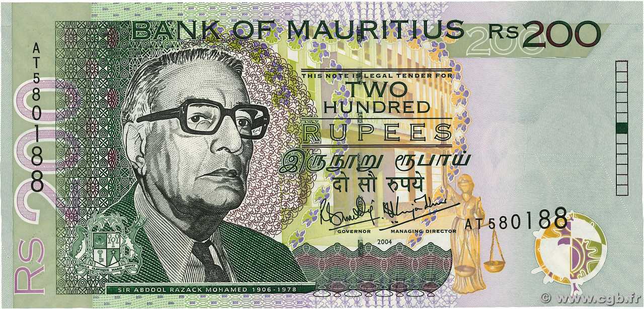 200 Rupees ÎLE MAURICE  2004 P.57a pr.NEUF
