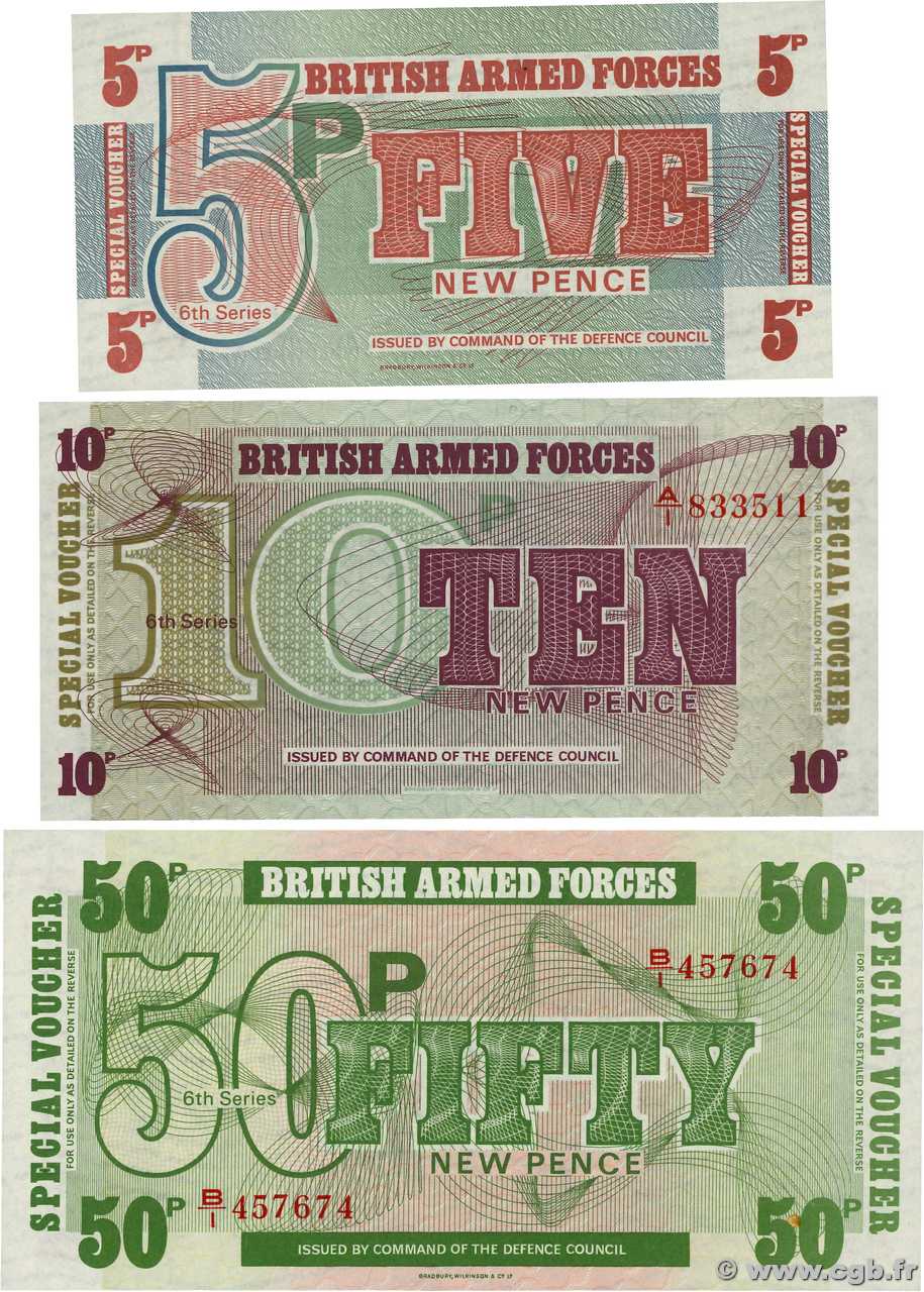 5, 10 et 50 New Pence Lot ANGLETERRE  1972 P.M047, P.M048 et P.M049 NEUF