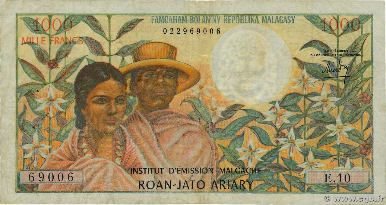 1000 Francs - 200 Ariary MADAGASCAR  1966 P.059a TTB