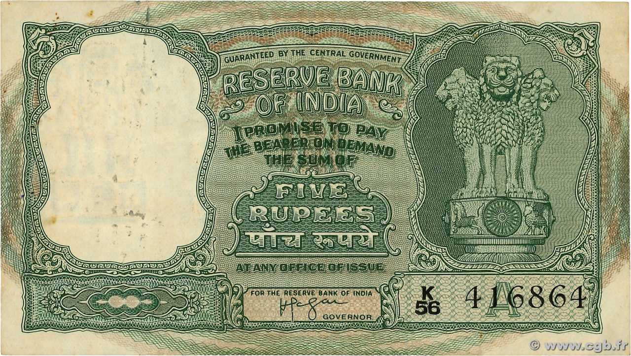 5 Rupees INDE  1957 P.035b TTB