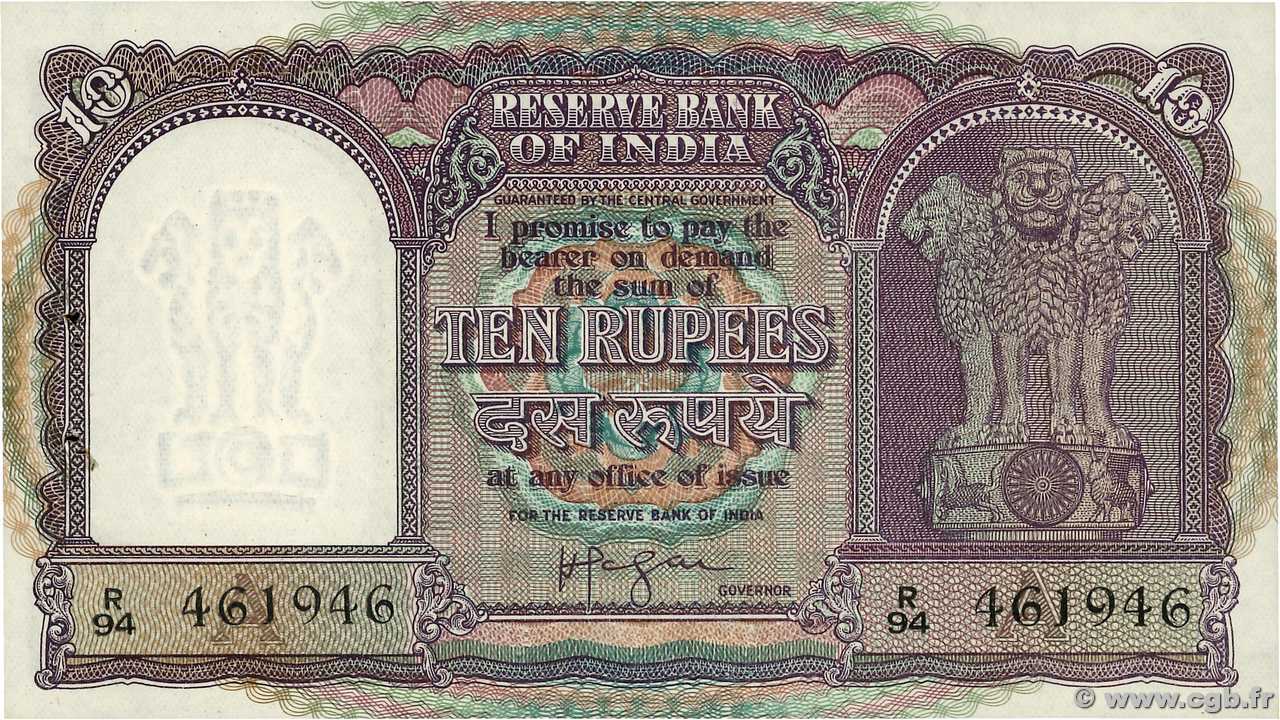 10 Rupees INDIA  1957 P.039c EBC+