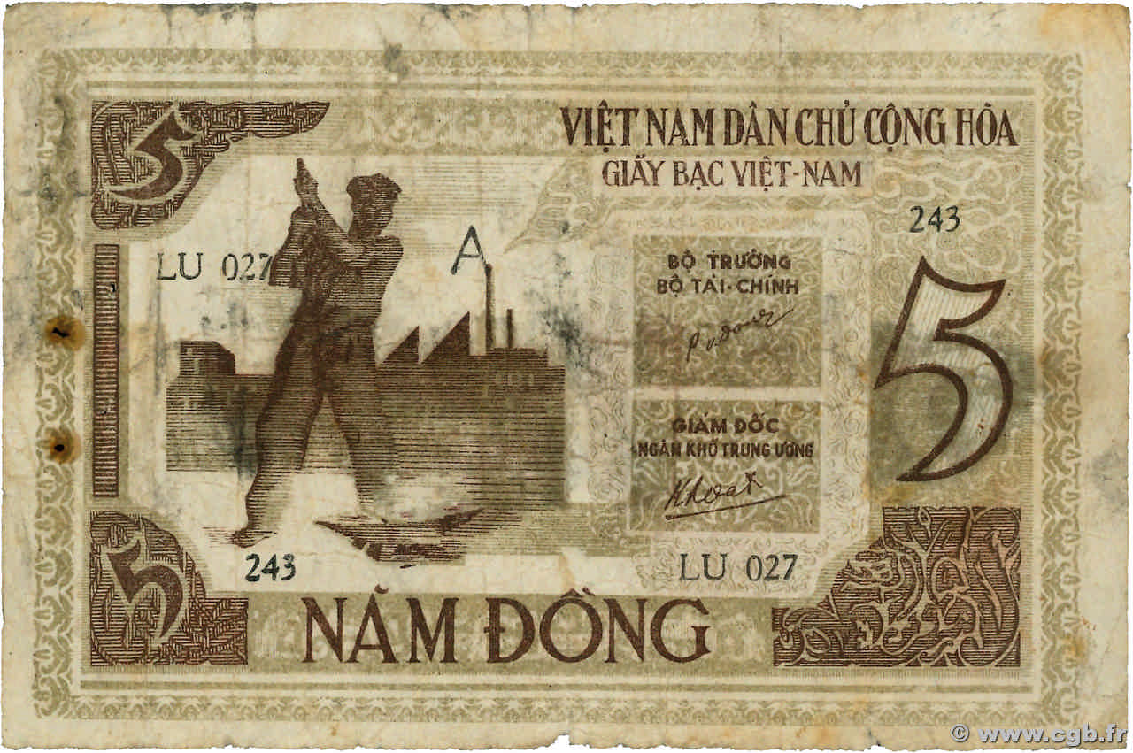 5 Dong VIET NAM   1946 P.004a B+
