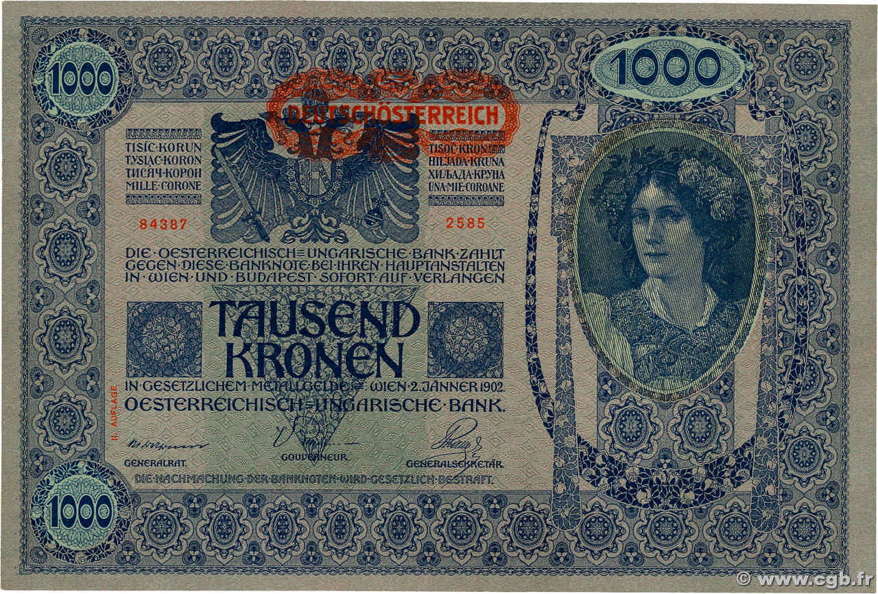 1000 Kronen AUTRICHE  1919 P.061 SUP+