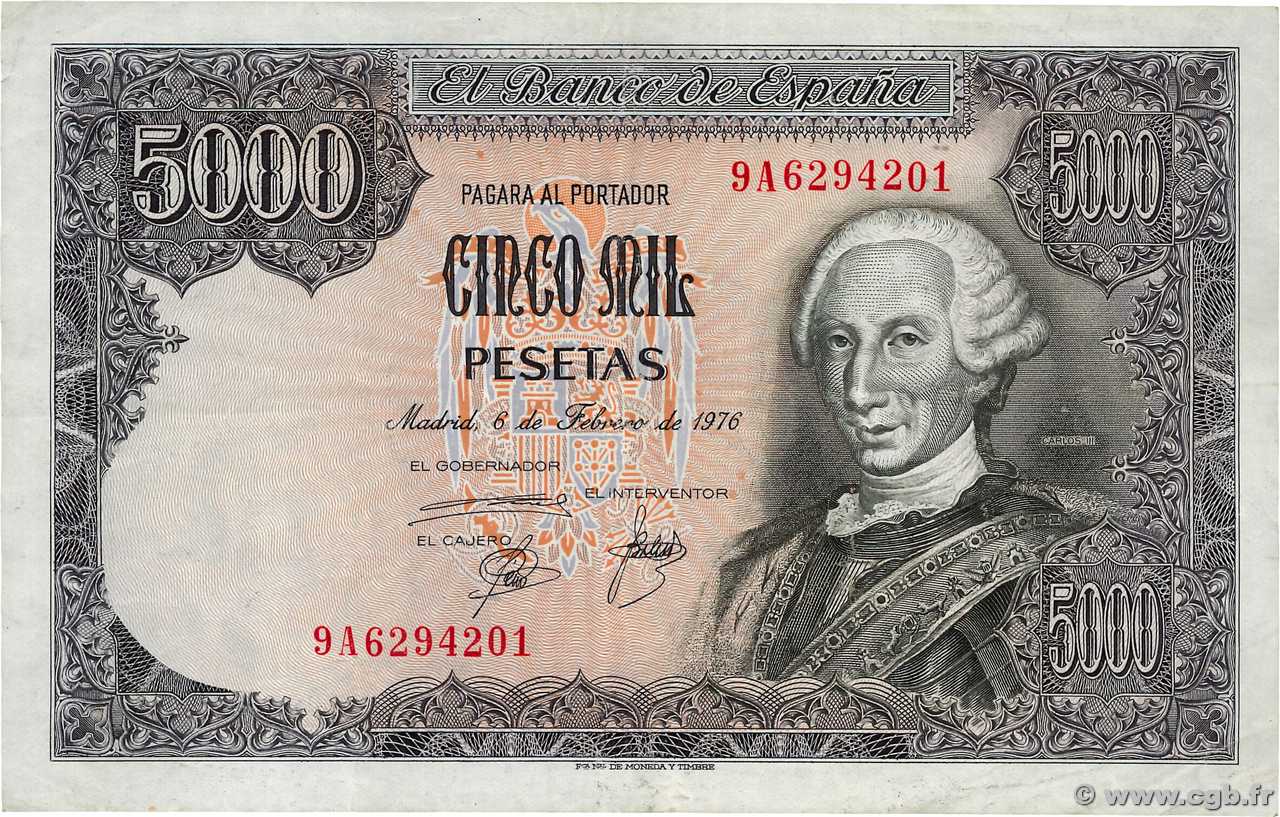5000 Pesetas ESPAGNE  1976 P.155 TB
