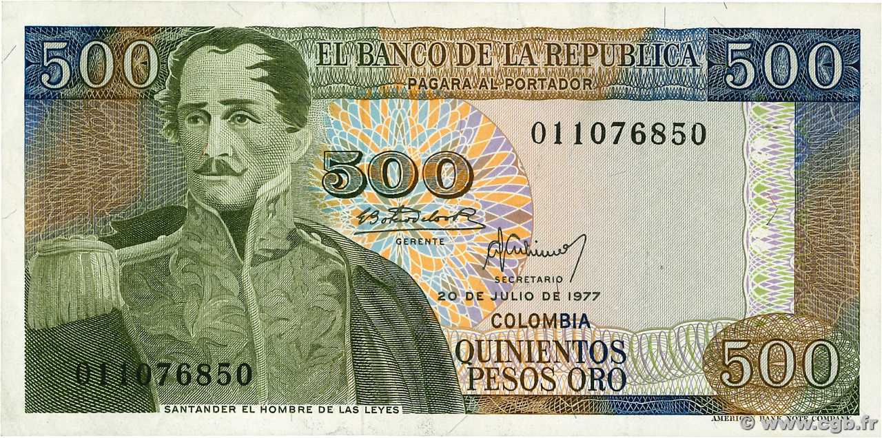 500 Pesos Oro COLOMBIA  1977 P.420a UNC-