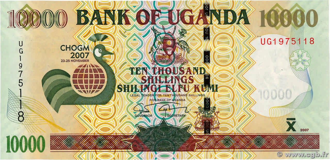 10000 Shillings Commémoratif OUGANDA  2007 P.48 NEUF