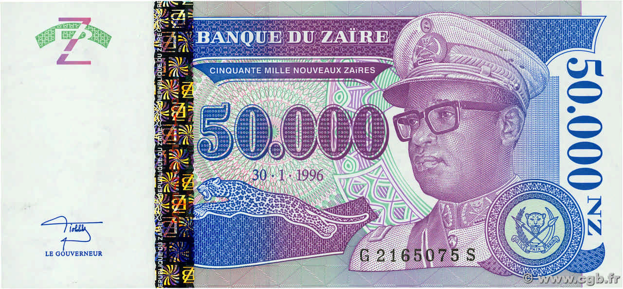 50000 Nouveaux Zaïres ZAÏRE  1996 P.74a NEUF