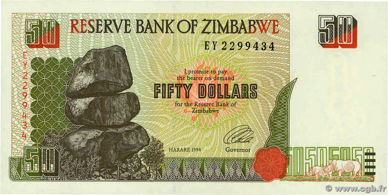 50 Dollars ZIMBABWE  1994 P.08a NEUF