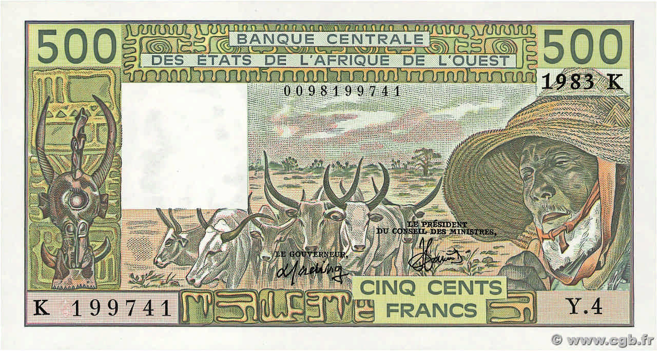 500 Francs ÉTATS DE L AFRIQUE DE L OUEST  1983 P.706Kf NEUF