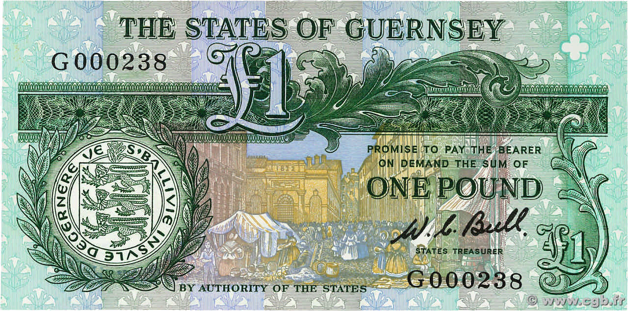 1 Pound Petit numéro GUERNSEY  1980 P.48a UNC
