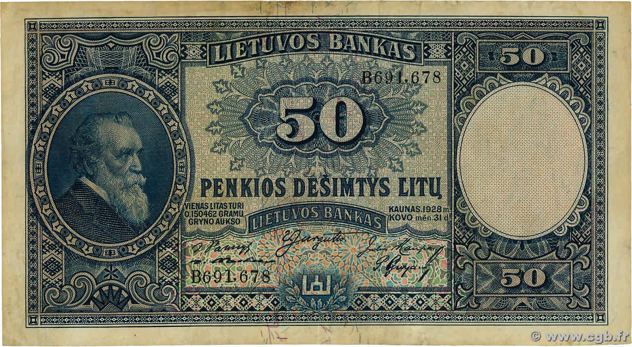 50 Litu LITUANIA  1928 P.24 BB
