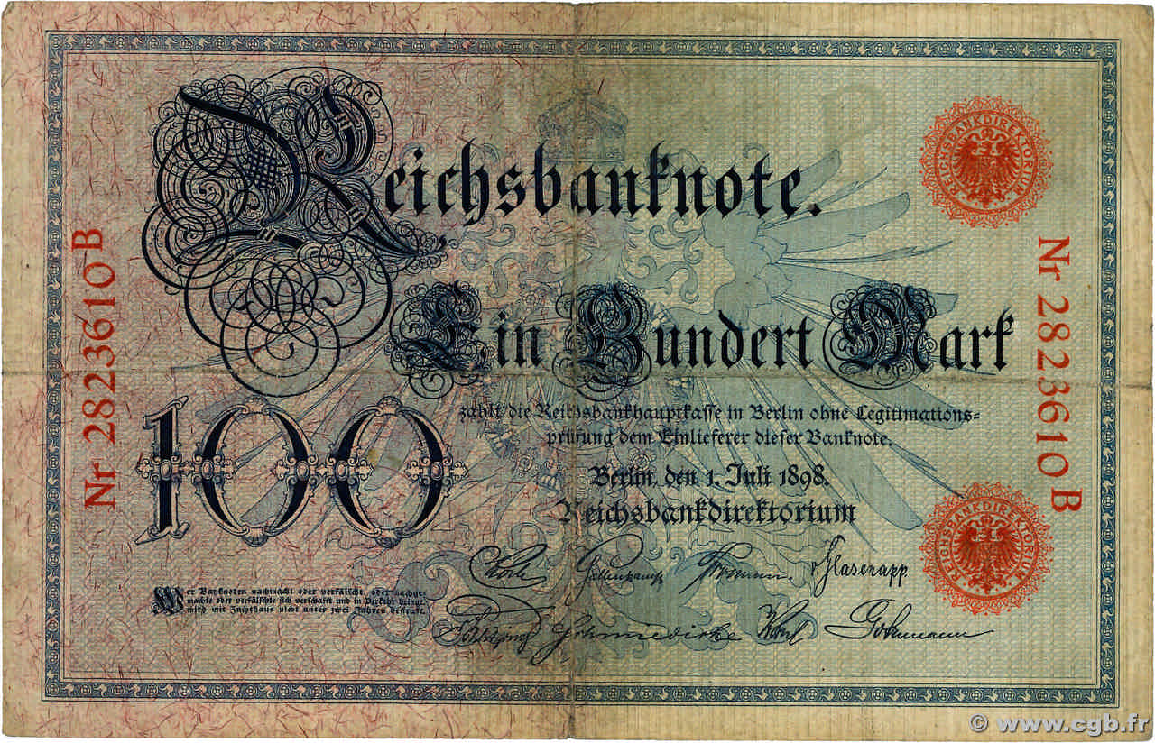100 Mark ALLEMAGNE  1898 P.020a TB
