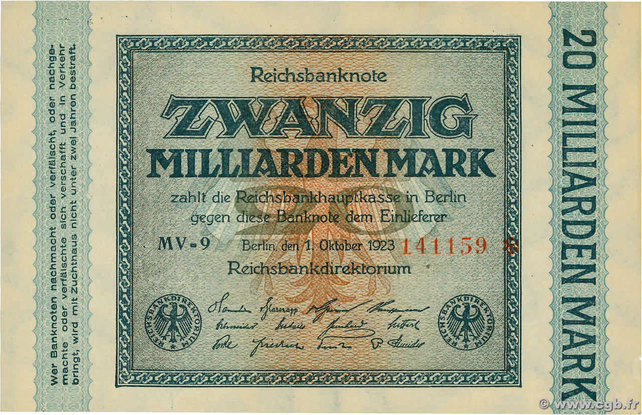 20 Milliards Mark ALLEMAGNE  1923 P.118a pr.NEUF