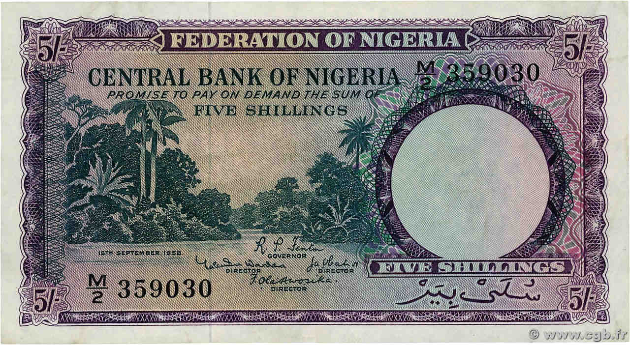 5 Shillings NIGERIA  1958 P.02a MBC