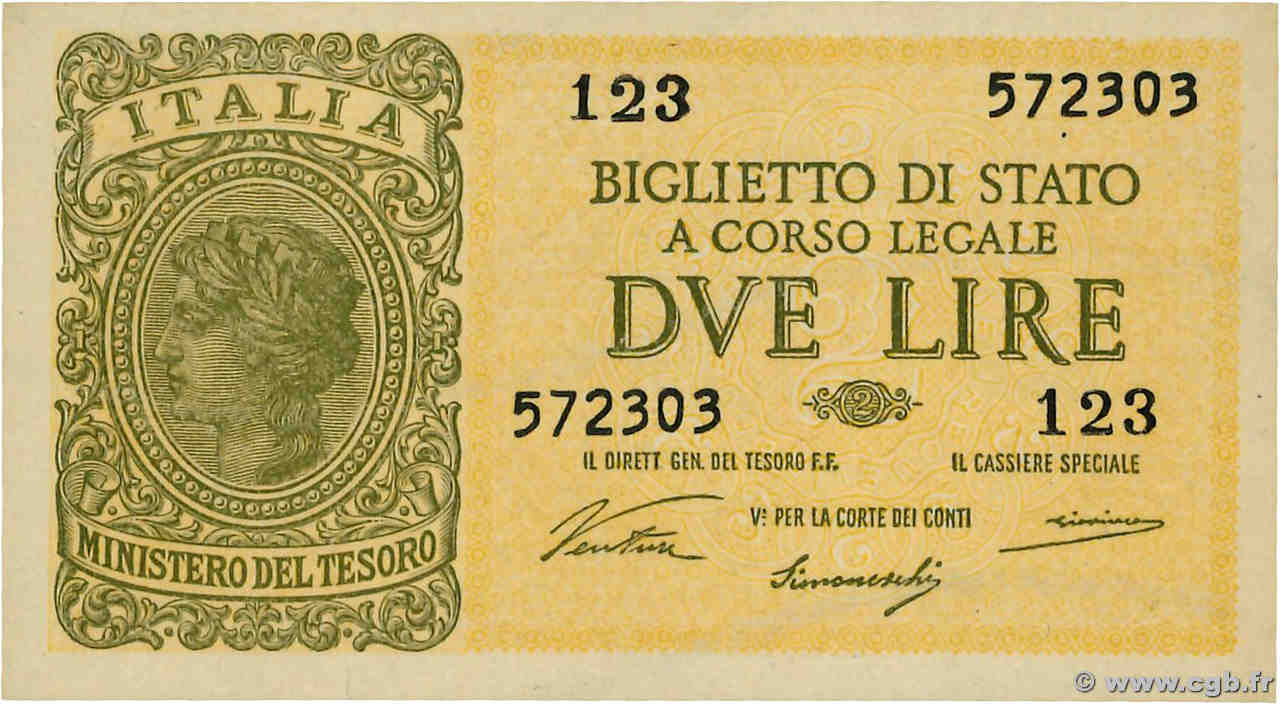 2 Lire ITALIE  1944 P.030a SPL