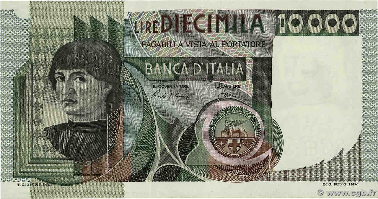 10000 Lire ITALY  1984 P.106c AU