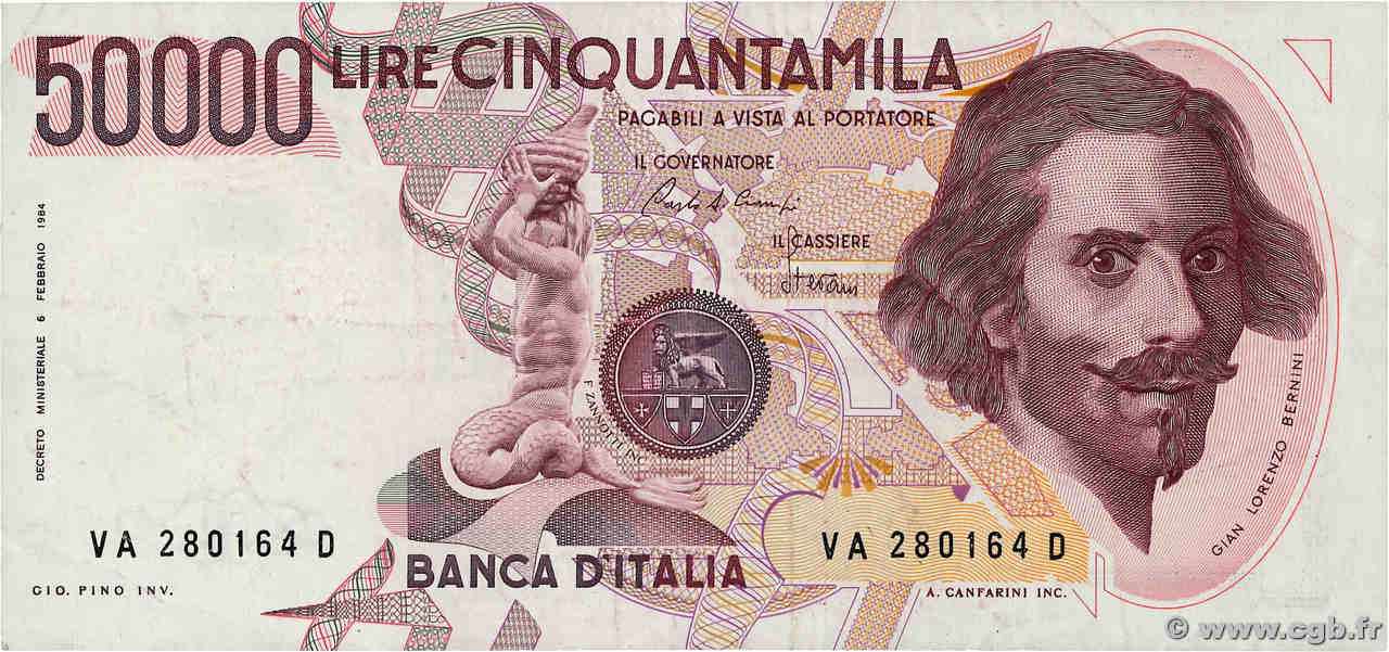 50000 Lire ITALIEN  1984 P.113a SS