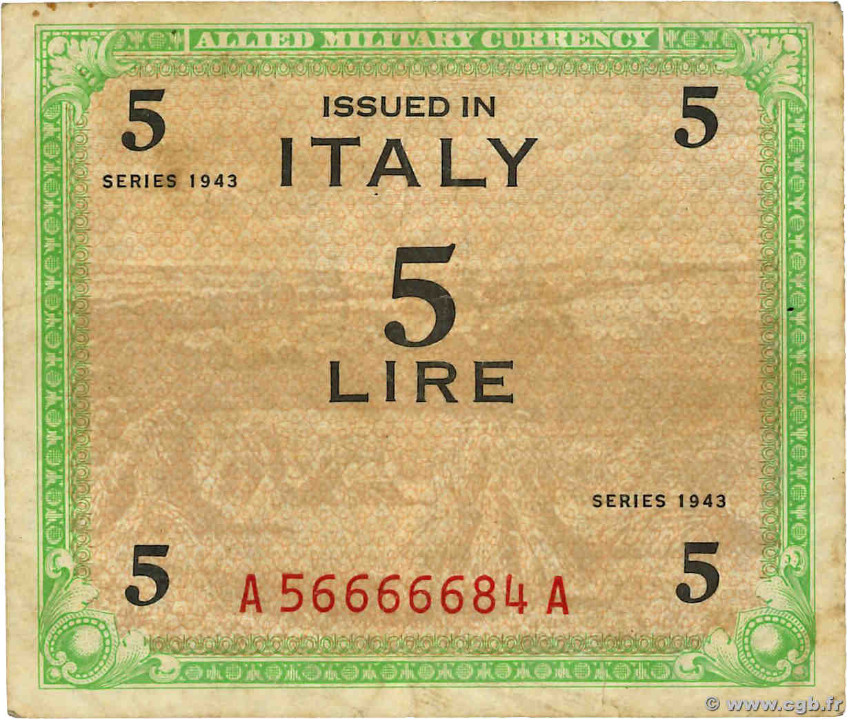 5 Lire ITALIEN  1943 PM.12a S