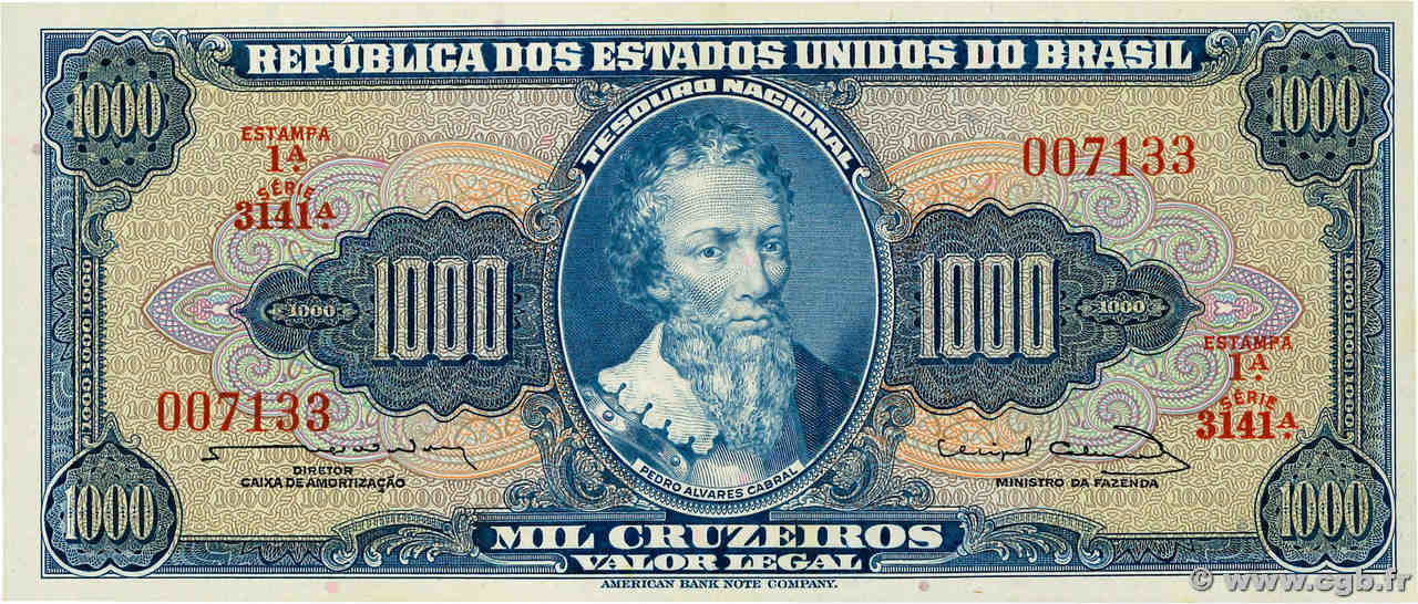 1000 Cruzeiros BRASIL  1963 P.173c SC