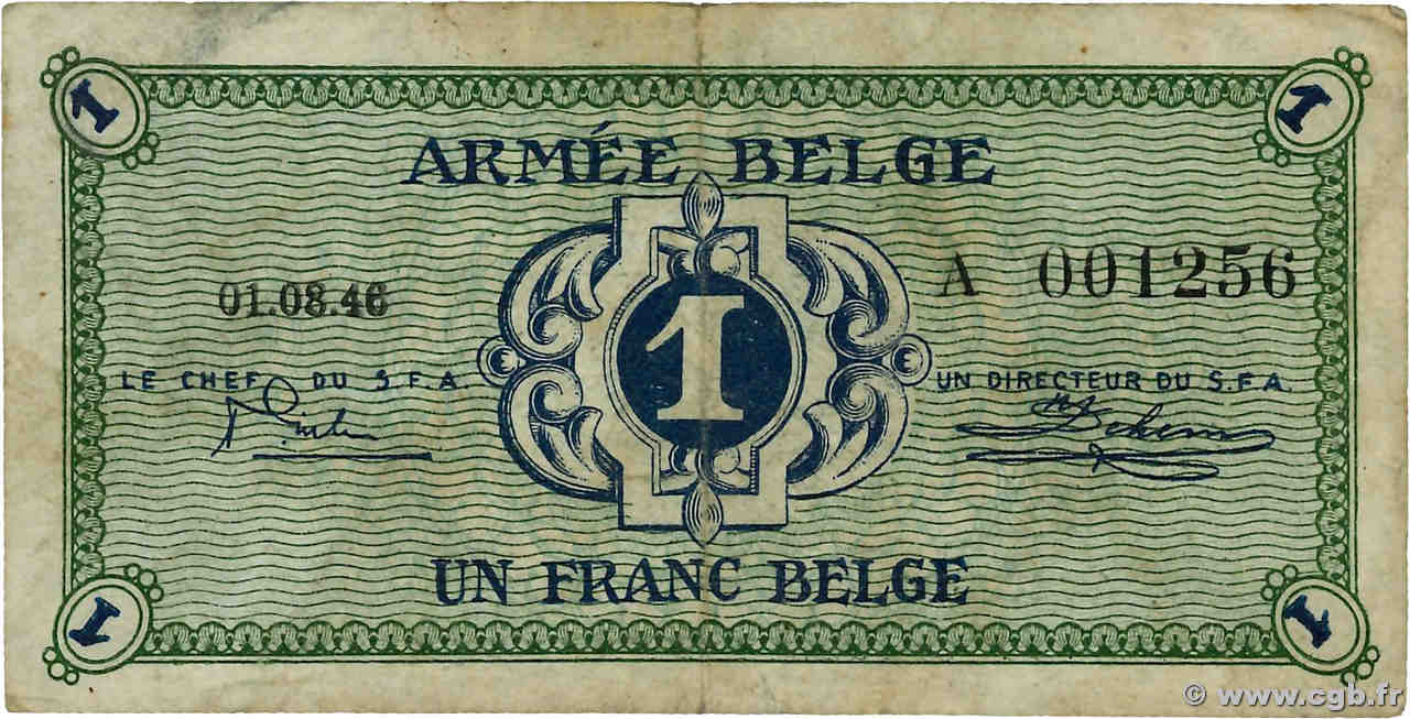 1 Franc BÉLGICA  1946 P.M1a BC