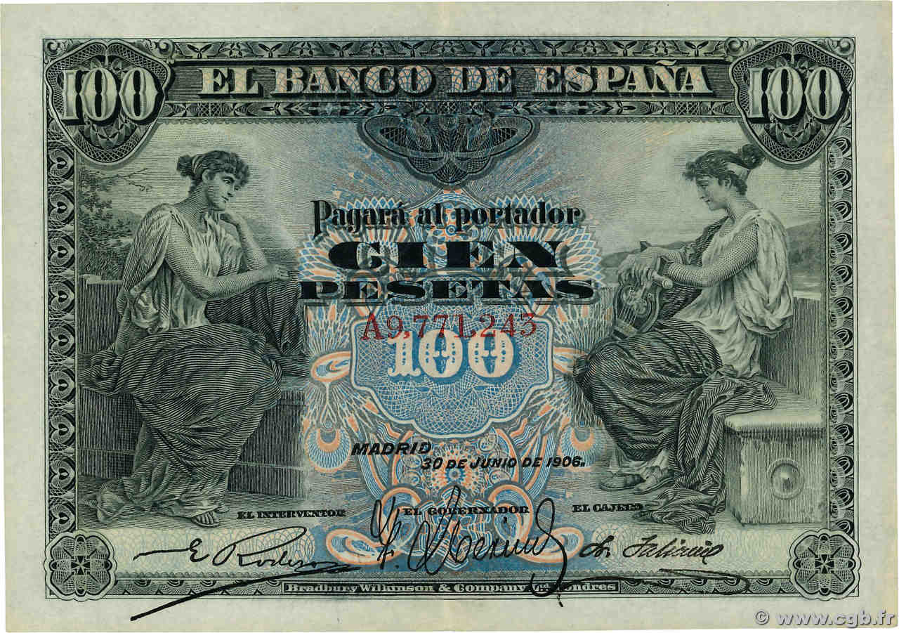 100 Pesetas ESPAÑA  1906 P.059a EBC