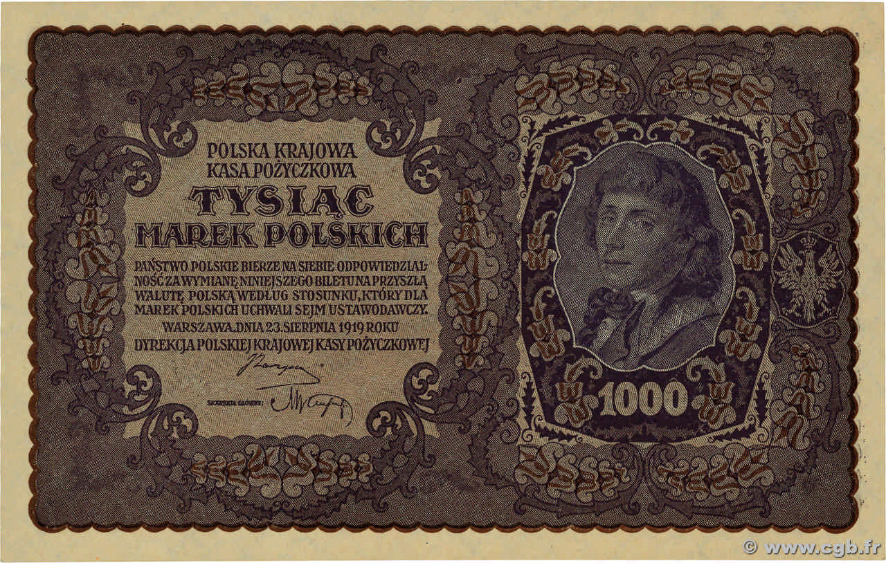 1000 Marek POLOGNE  1919 P.029 pr.NEUF