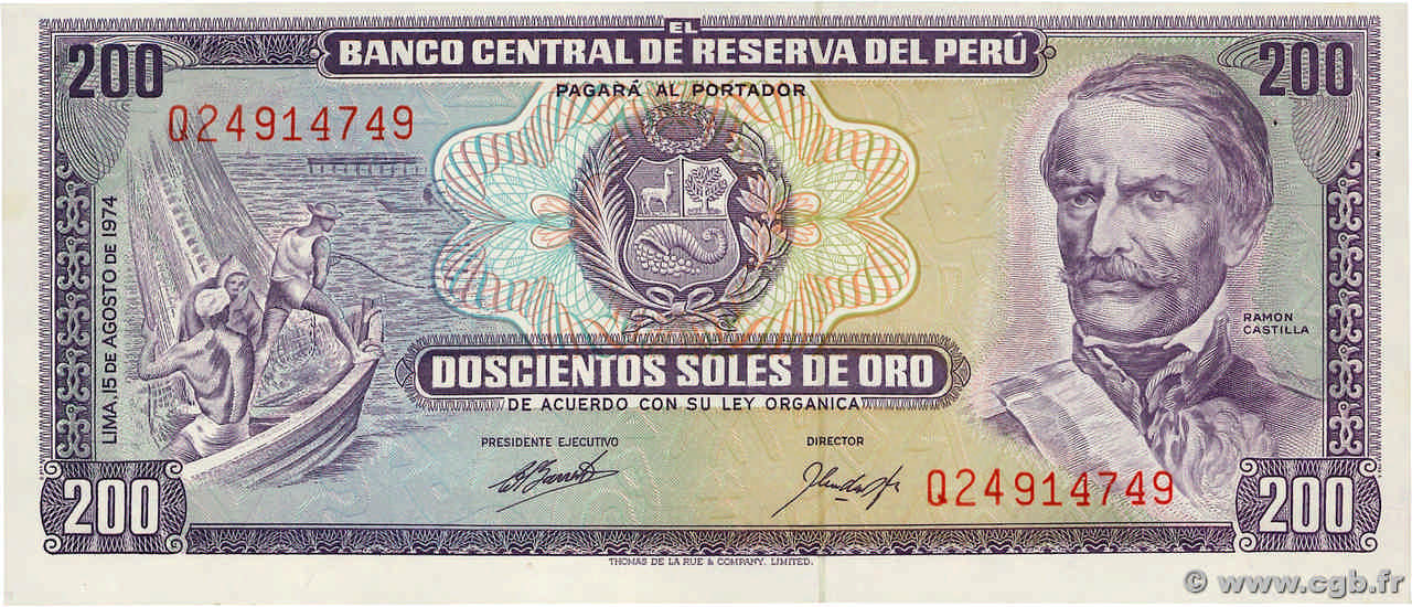 200 Soles de Oro PÉROU  1974 P.103b SUP+