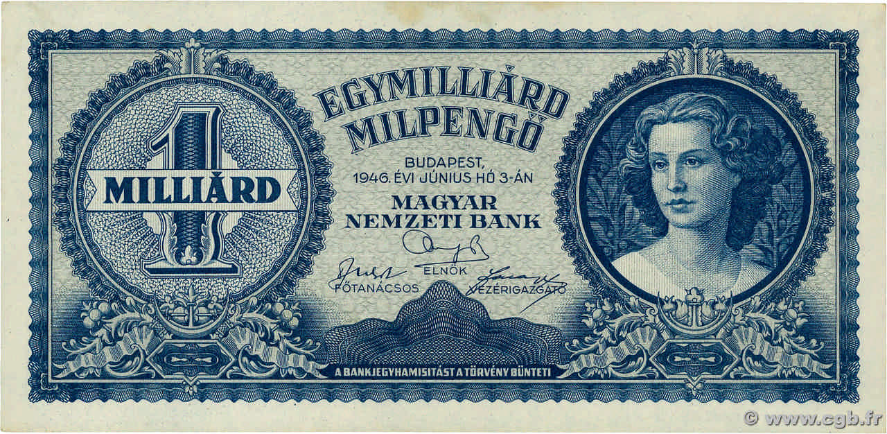 1000000000 Milpengö HONGRIE  1946 P.131 pr.NEUF