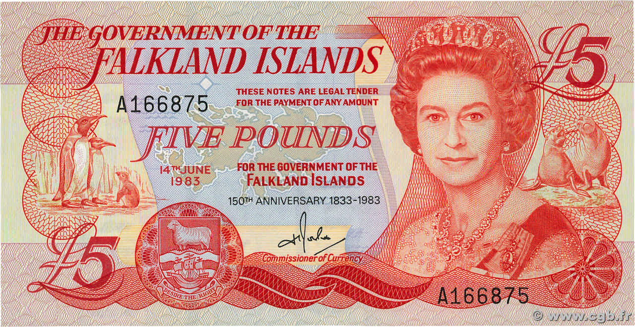 5 Pounds Commémoratif FALKLAND ISLANDS  1983 P.12a XF