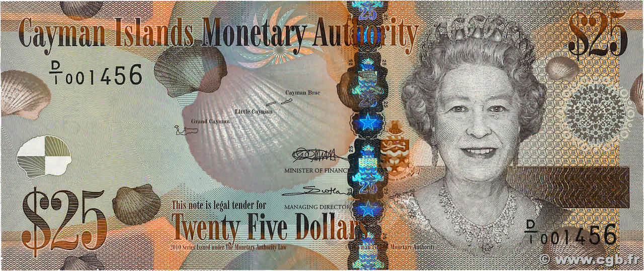 25 Dollars CAYMANS ISLANDS  2010 P.41a UNC