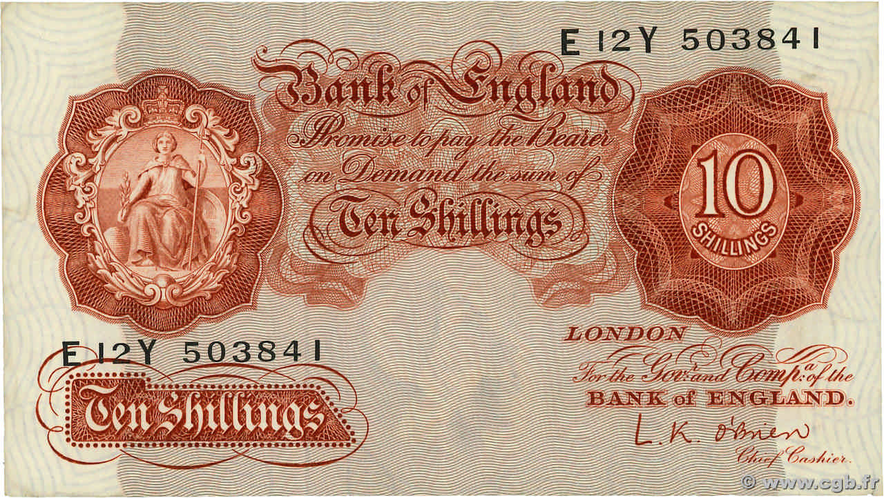 10 Shillings ENGLAND  1955 P.368c VZ