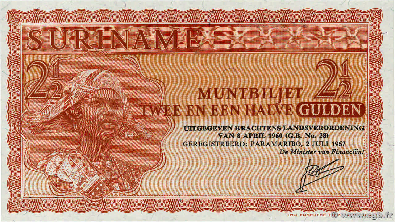 2,5 Gulden SURINAM  1967 P.117b NEUF