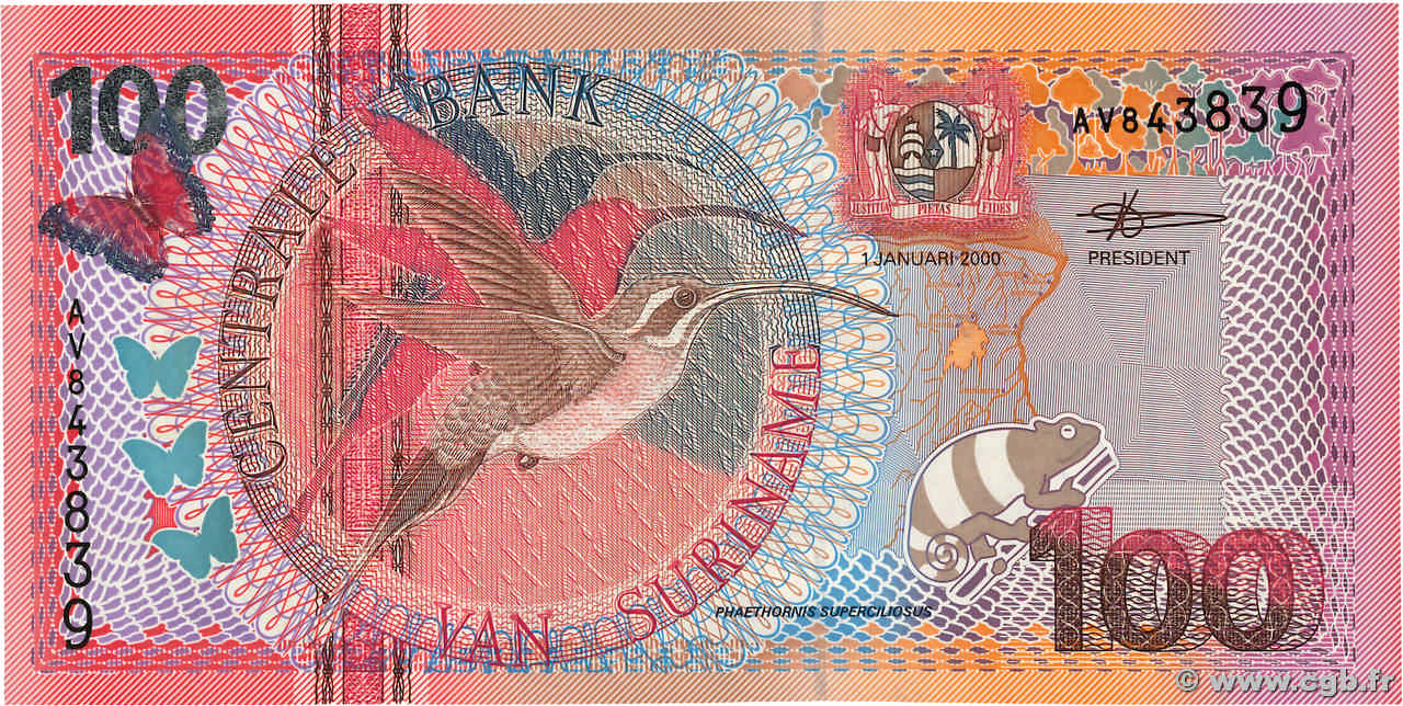 100 Gulden SURINAM  2000 P.149 UNC-