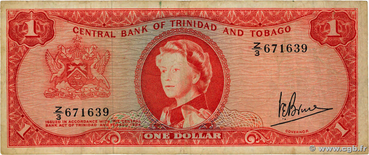 1 Dollar TRINIDAD et TOBAGO  1964 P.26c TB