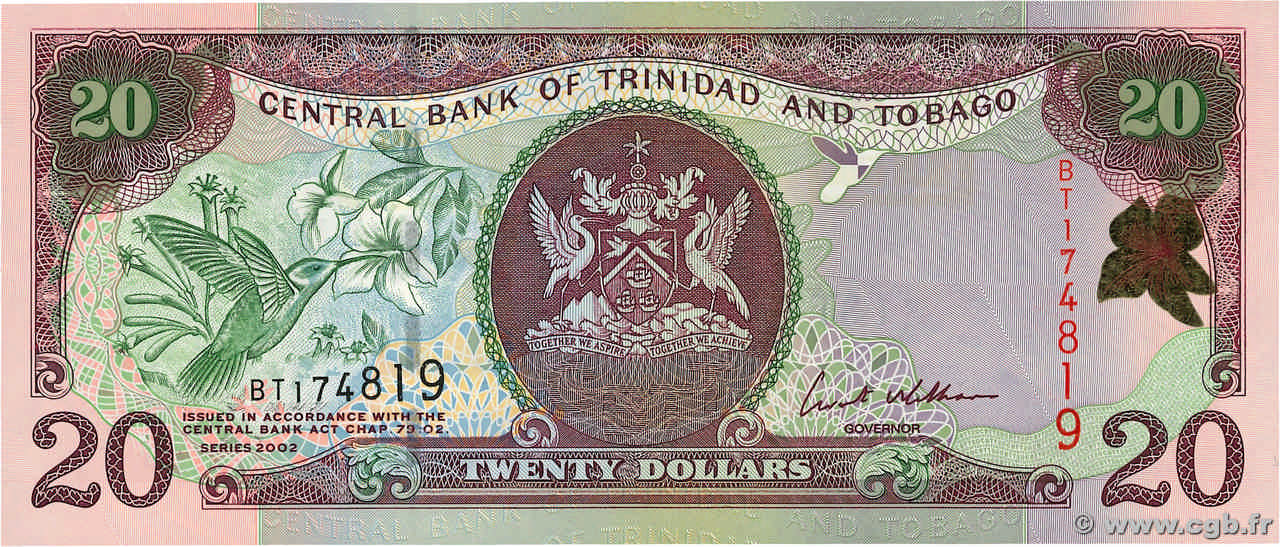 20 Dollars TRINIDAD and TOBAGO  2002 P.44b UNC