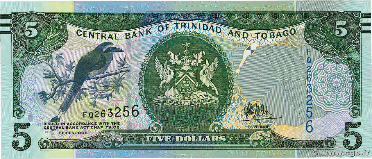 5 Dollars TRINIDAD and TOBAGO  2006 P.47c UNC