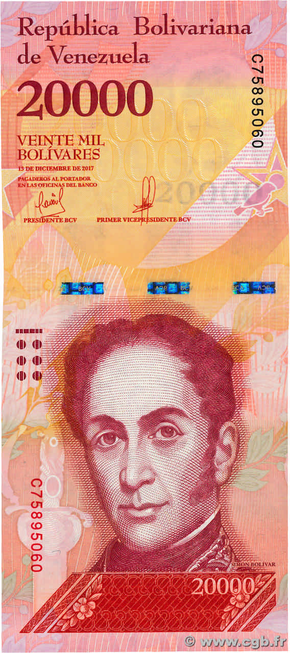 20000 Bolivares VENEZUELA  2017 P.099c NEUF