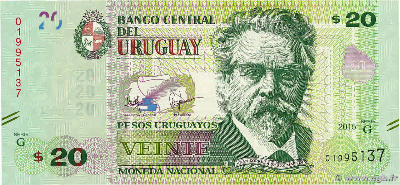 20 Pesos Uruguayos URUGUAY  2015 P.093 NEUF